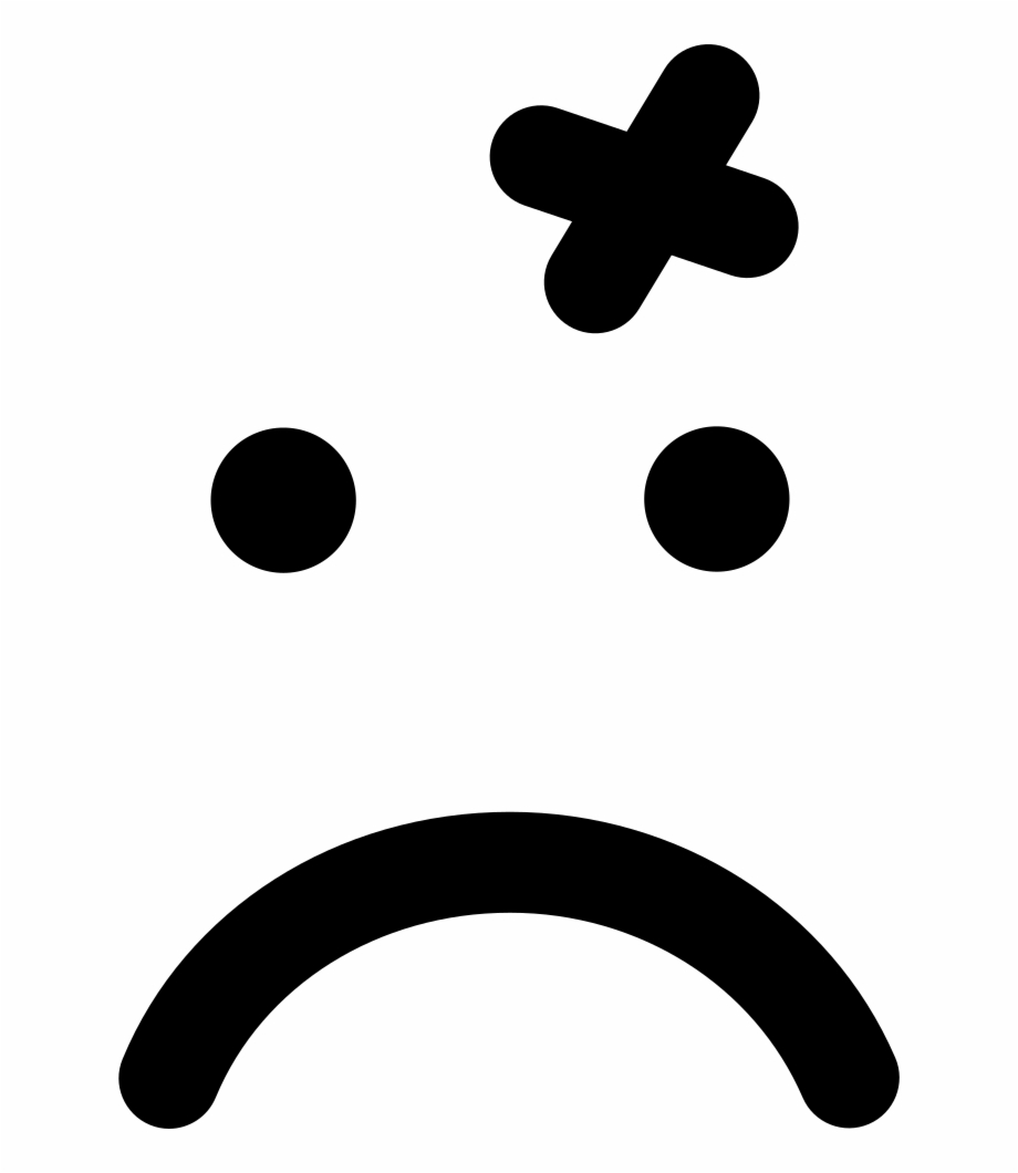 Wound Cross On Emoticon Sad Face Of Rounded