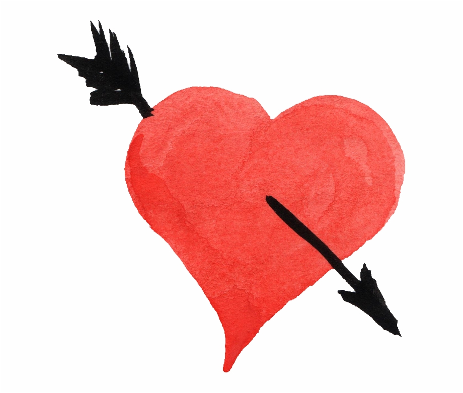 Watercolor Heart Png Heart And Arrow Png