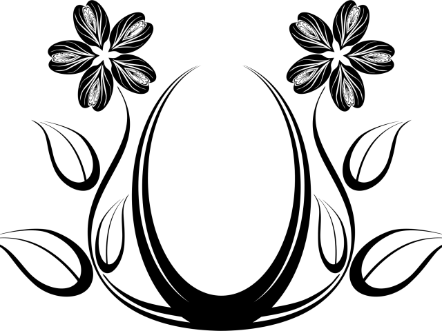 flower design clipart black and white
