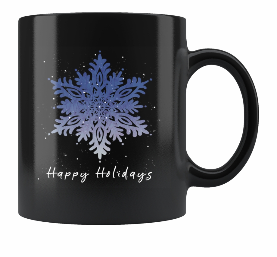 Blue Snowflake Christmas Holiday Coffee Mug In Black