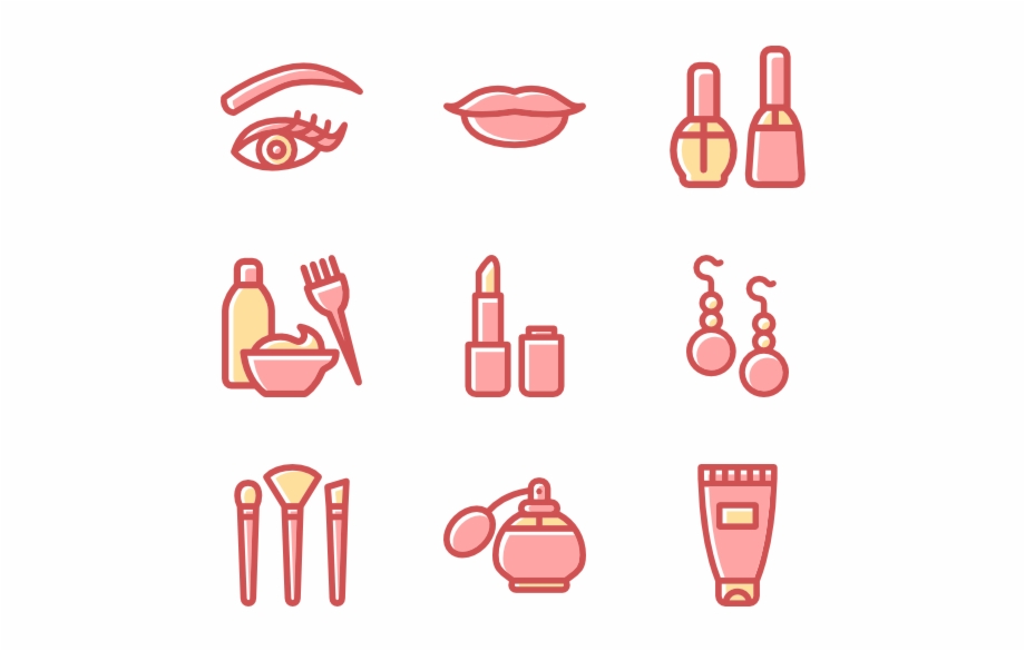 Women And Beauty Set Pink Makeup Icon Png
