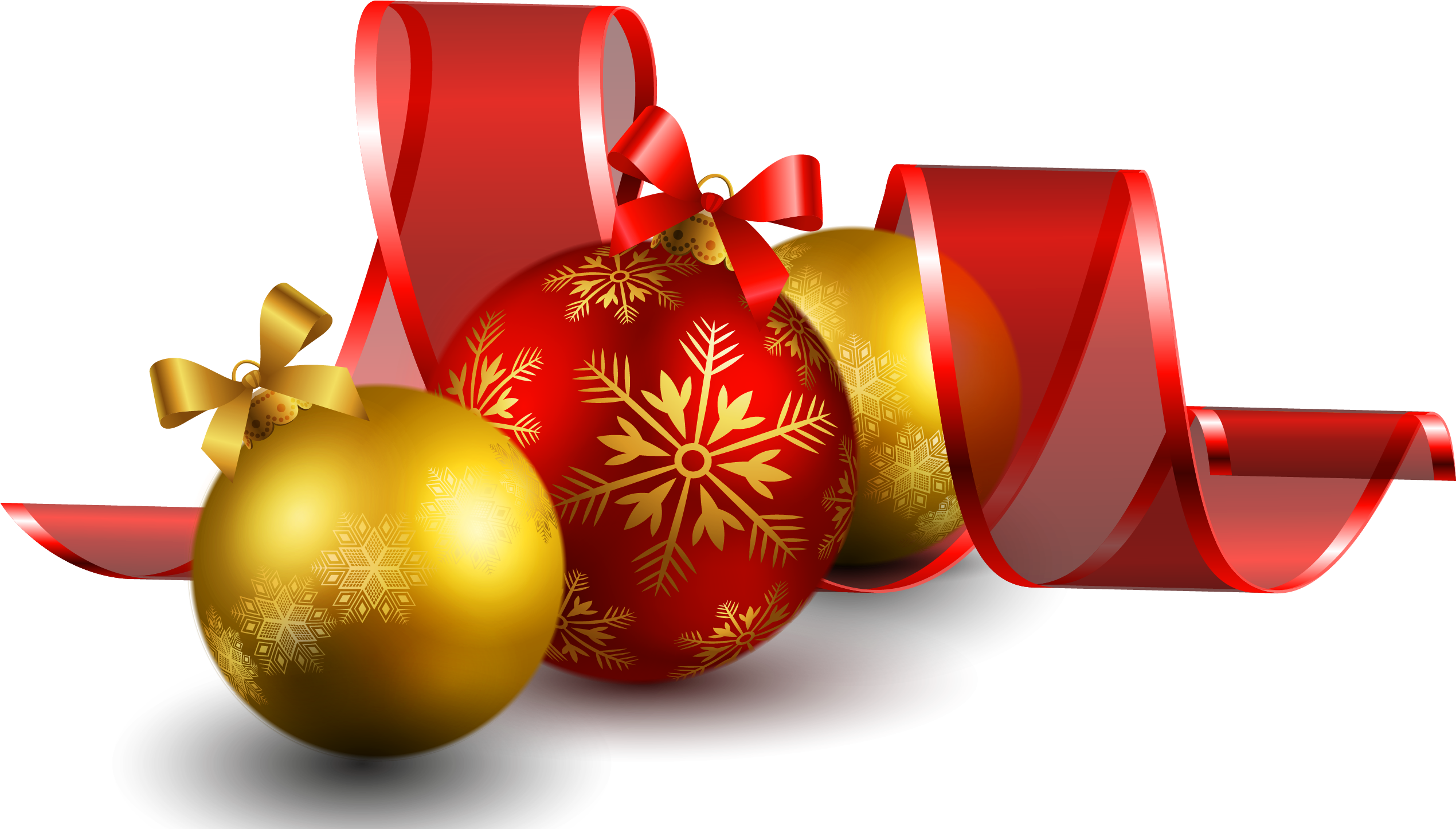 Christmas Balls With Red Bow Decor Png Picture