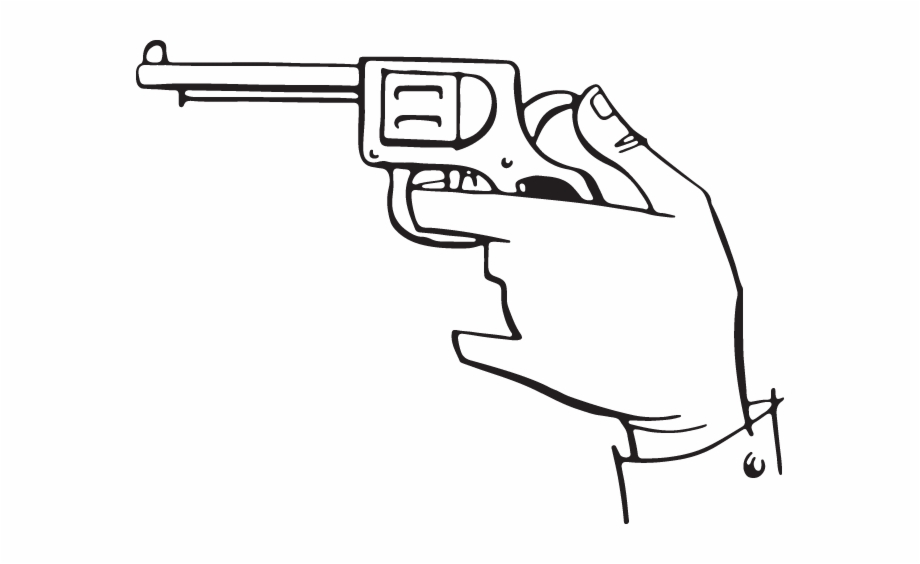 Man Points Gun To Head Line Art
