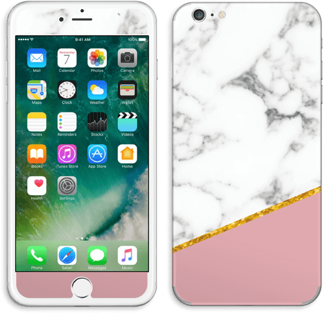 Marble Dusty Pink And Gold Iphone 7 Plus