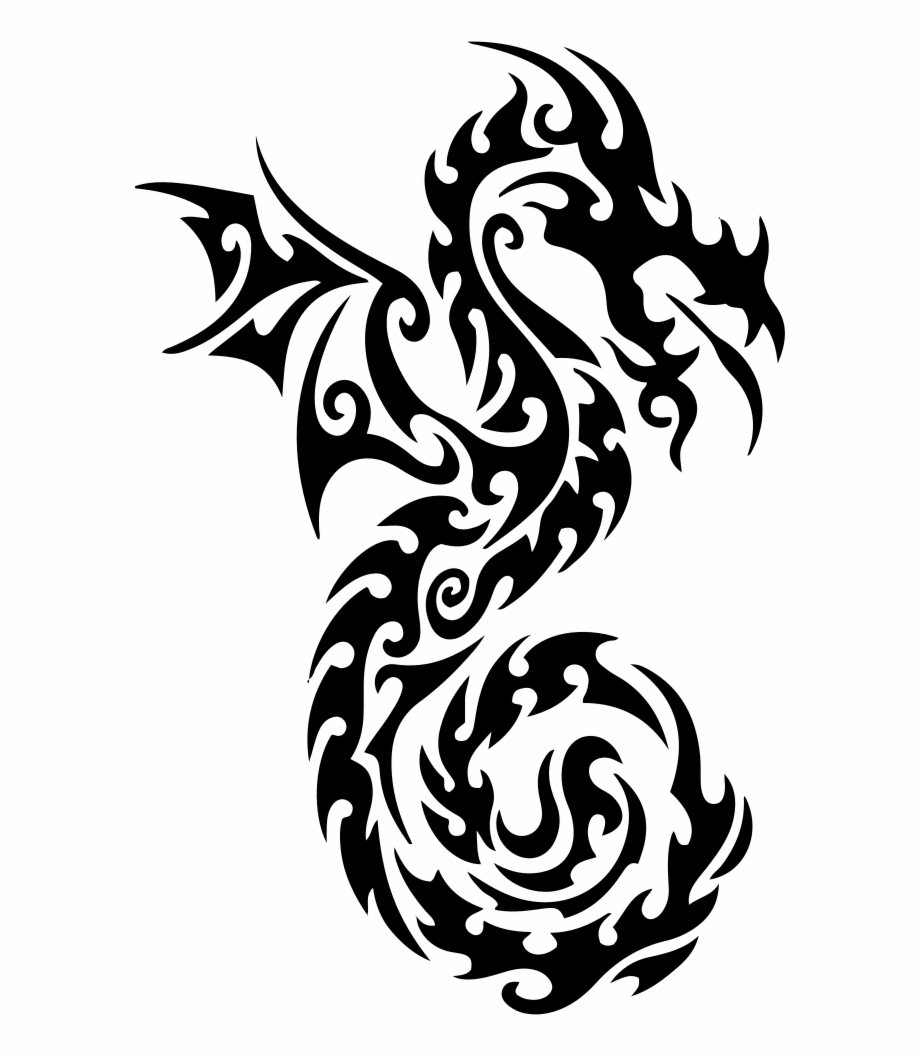 Tribal Dragon Dragon Chinese Drawing Pattern
