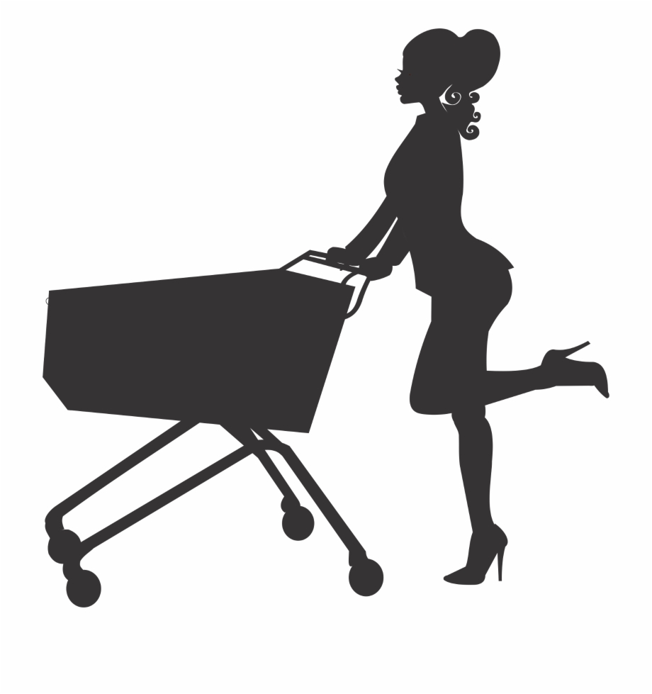 Women Pushing Shopping Cart