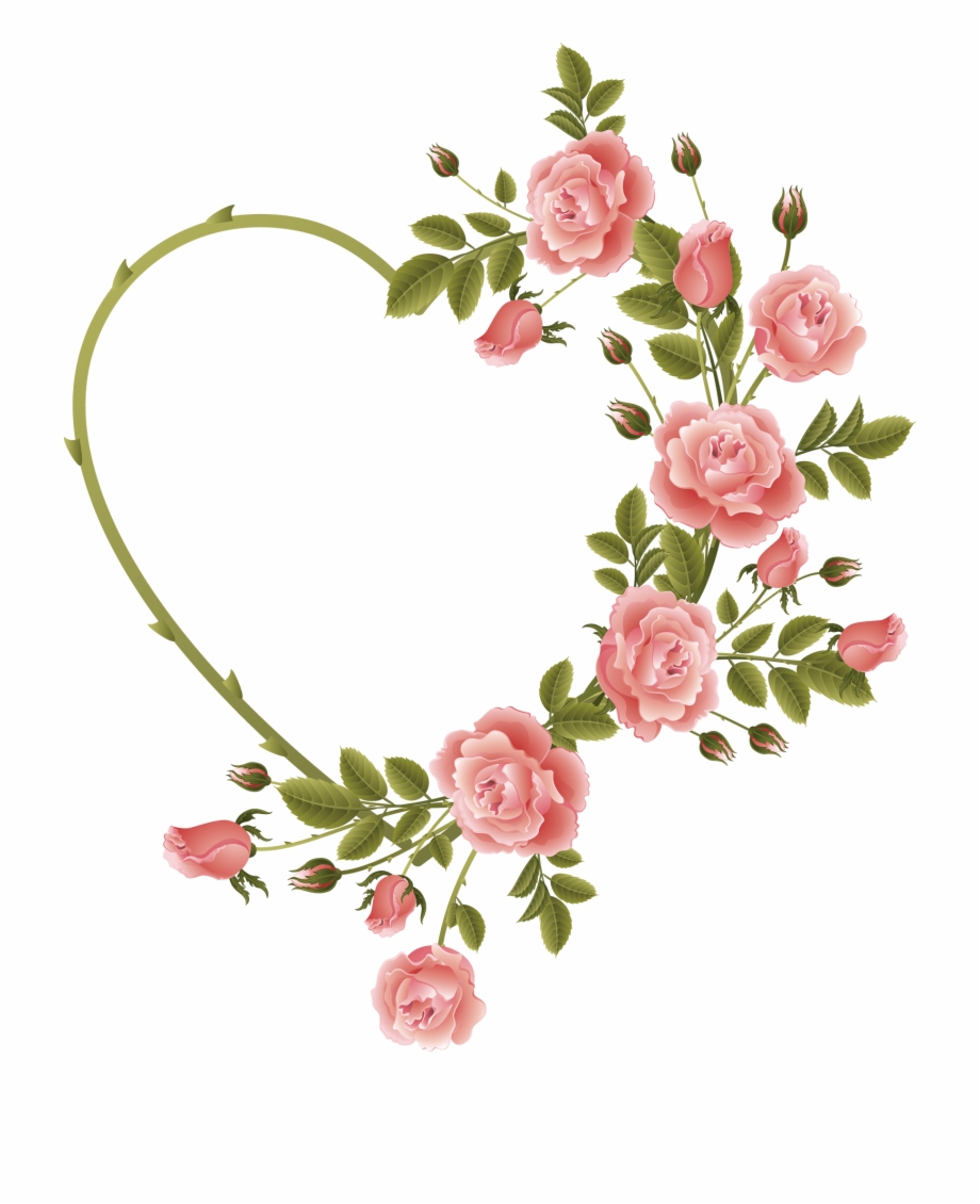 Rose Decorated Heart Frame Flower Heart Frame Png