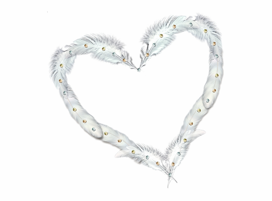 Transparent Heart Frame With Feathers And Diamonds Heart