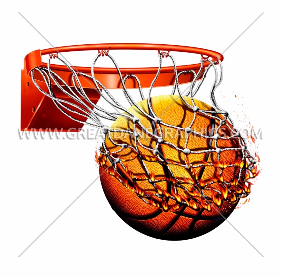 Flaming Basketball With Net Production Ready Artwork Basketball