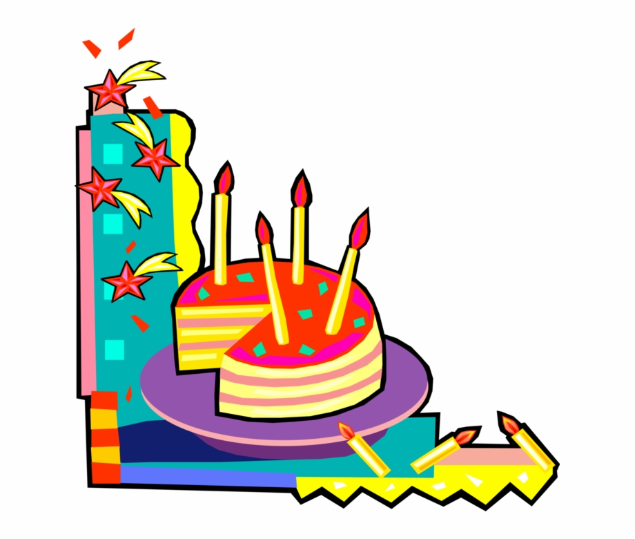 Vector Illustration Of Dessert Pastry Birthday Cake Parabns