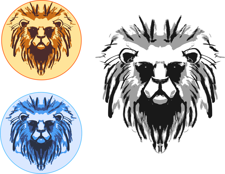 Lion Seal Stamp Vector Ink Logo Head Animal