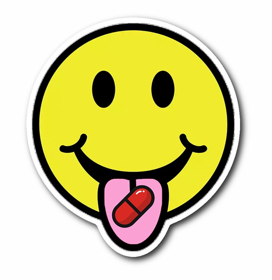 Red Pill Smiley Sticker Stick Out Your Tongue