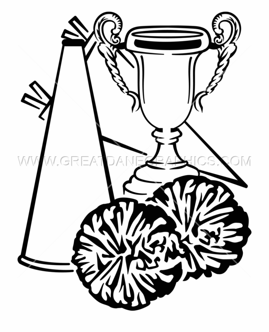 Freeuse Cheerleading Clipart Black And White Cheer Trophy