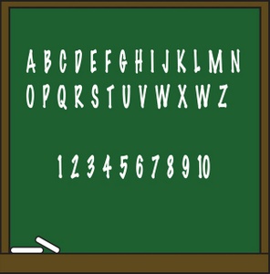 School clipart image school chalkboard with alphabet and numbers