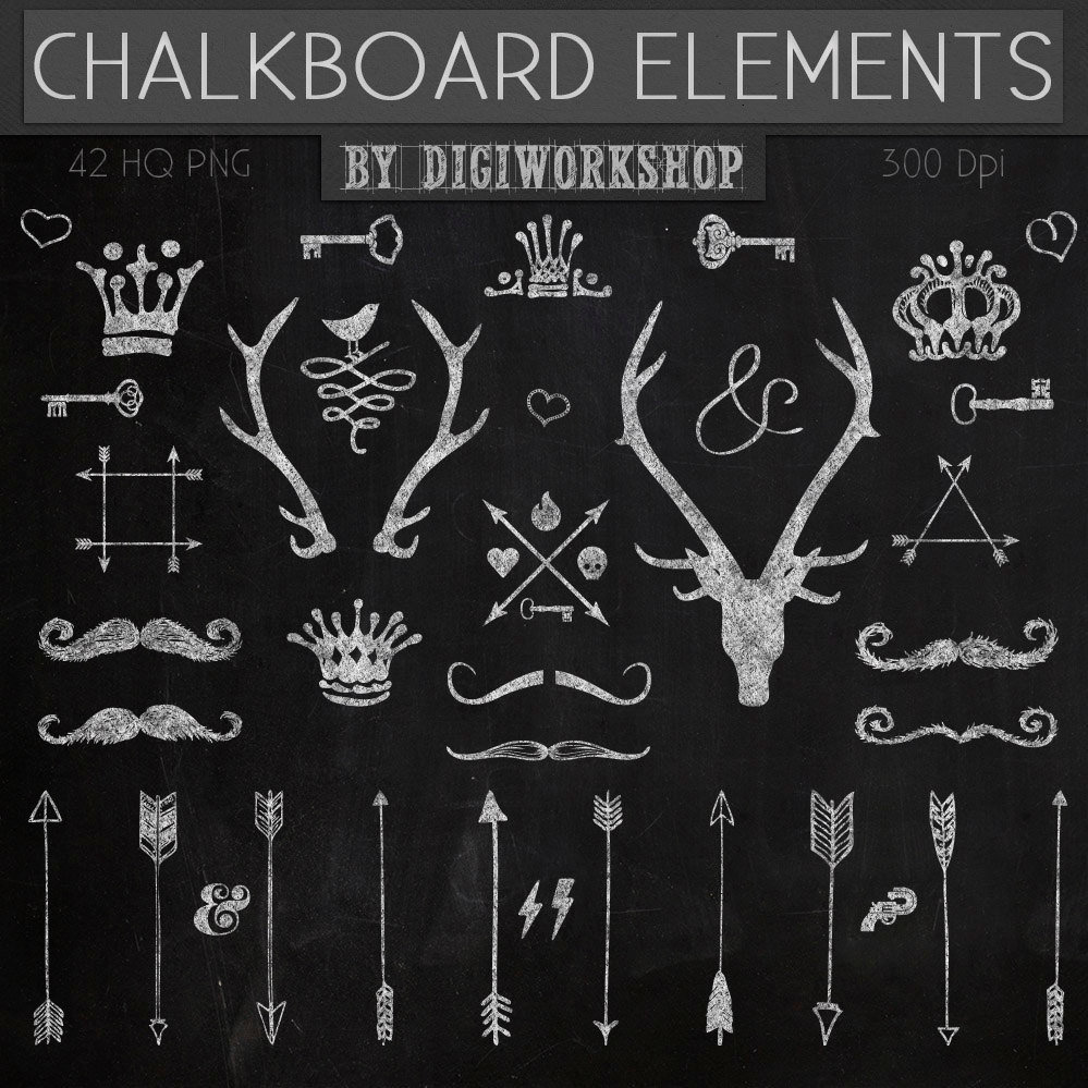Chalkboard clipart clip art chalkboard elements with crown