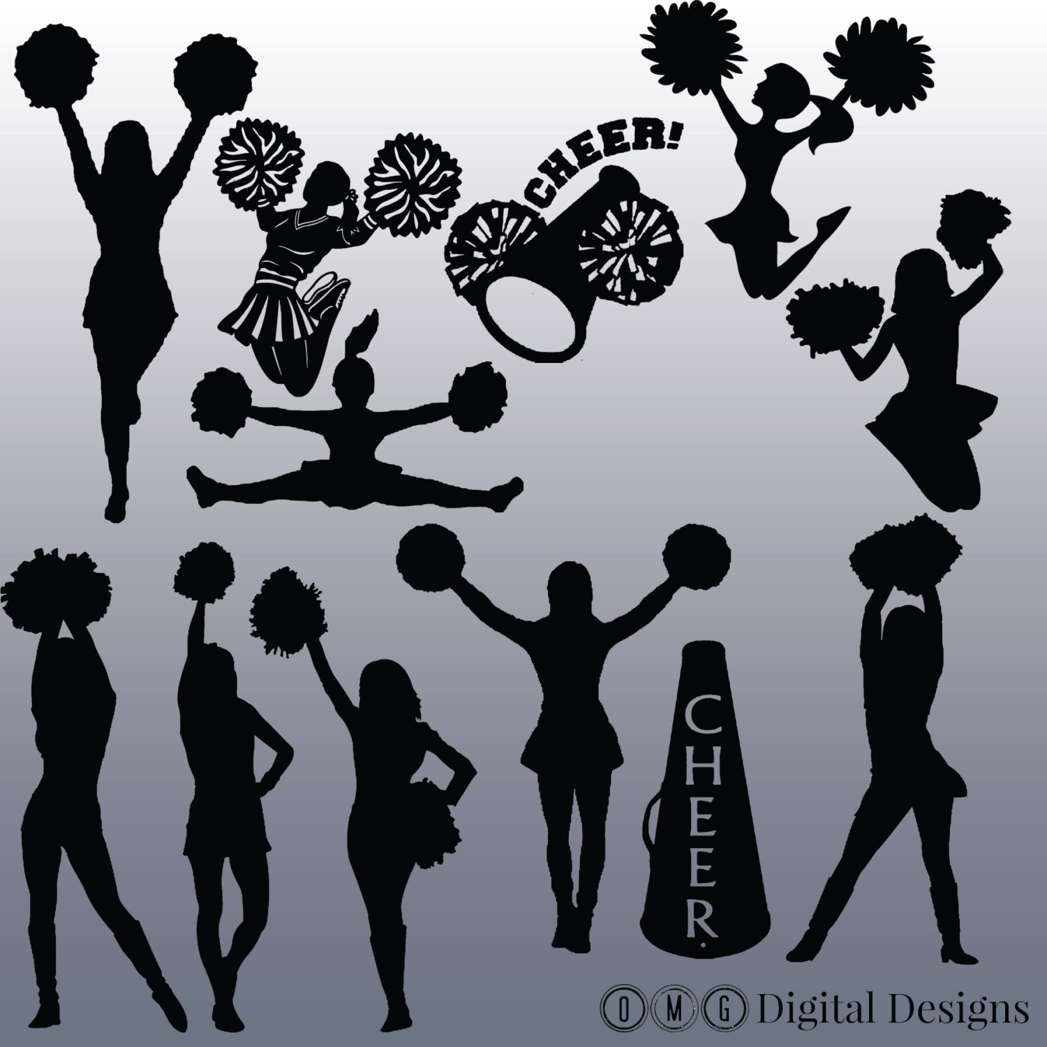 Cheerleading silhouette clip art clipartfest