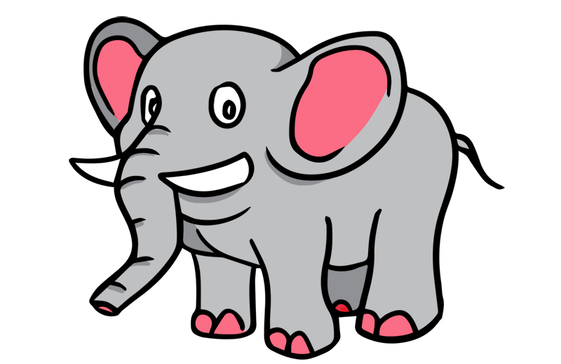 Elephant clip art black and white free clipart 7