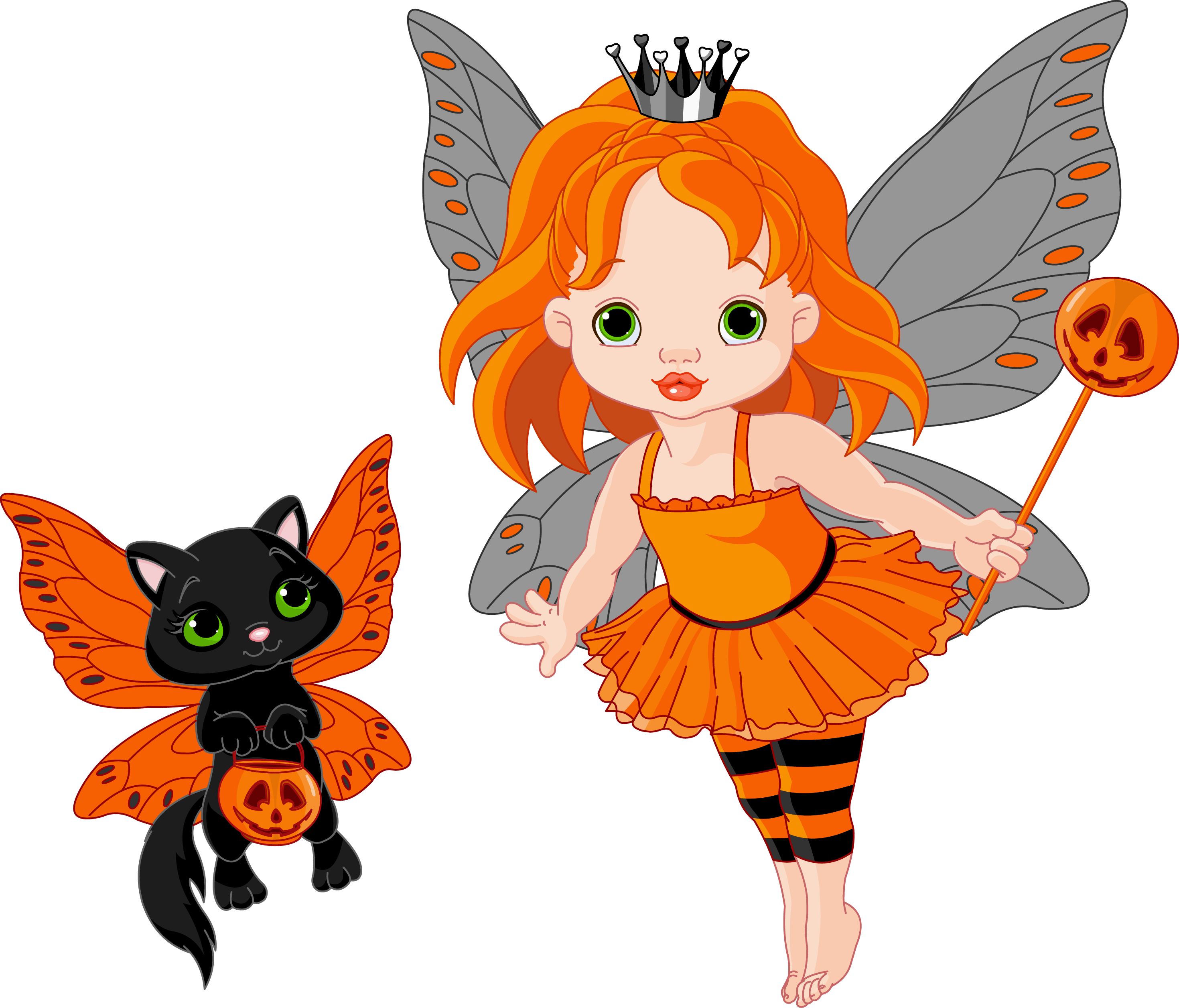 Transparent halloween fairy and cat 0 cliparts