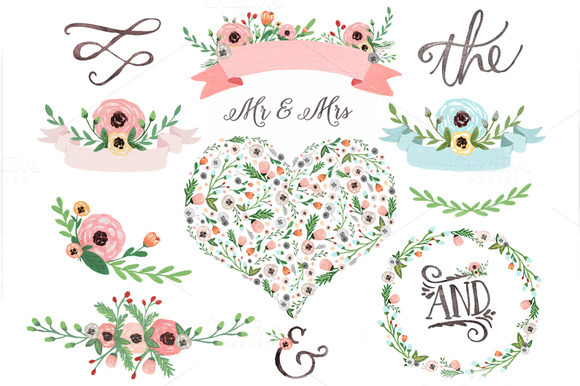 Floral fresca watercolor flower clip art illustrations on creative market
