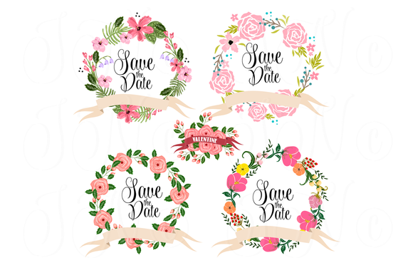 Wedding floral clipart wreath heart illustrations on creative 4