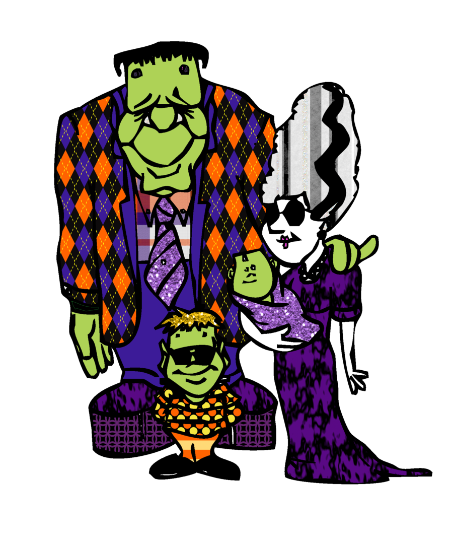 Frankenstein clipart dibujo de la familia kid