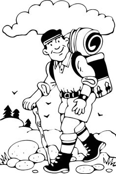 Hiker hiking clipart camping out theme bulletin boards and doors
