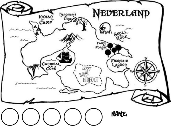 neverland map coloring pages - photo #3