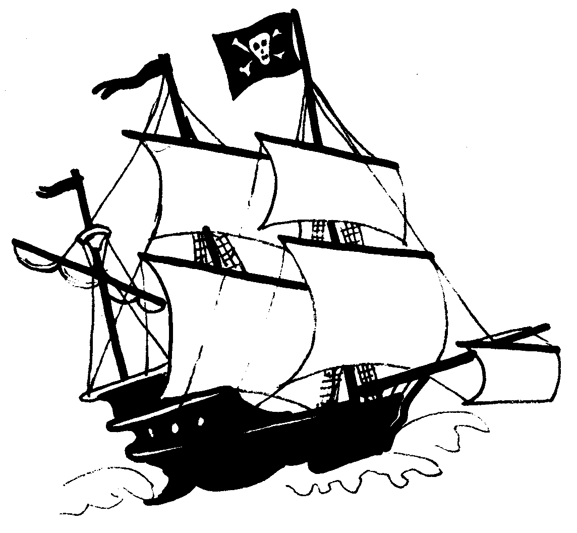 Pirate ship clipart black and white free 2