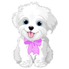 Clipart of a cute bichon frise or maltese puppy dog sitting