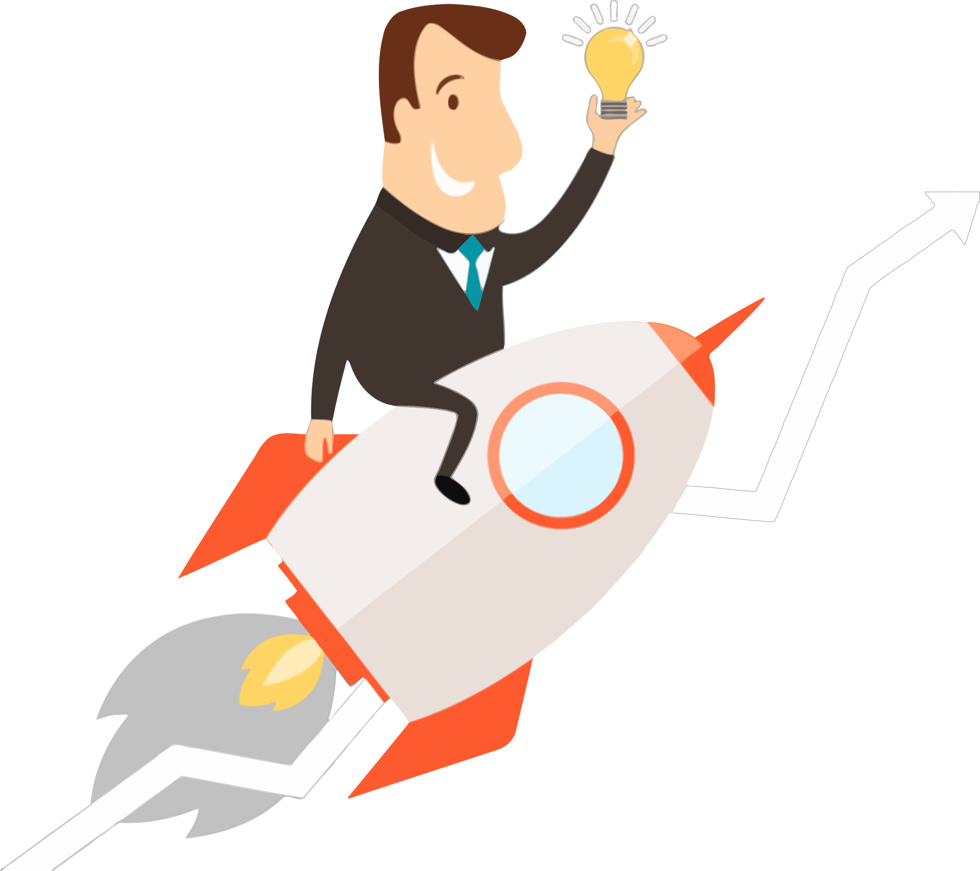 Free man flying a rocket clipart clipart and vector image