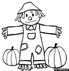 cartoon scarecrow black and white