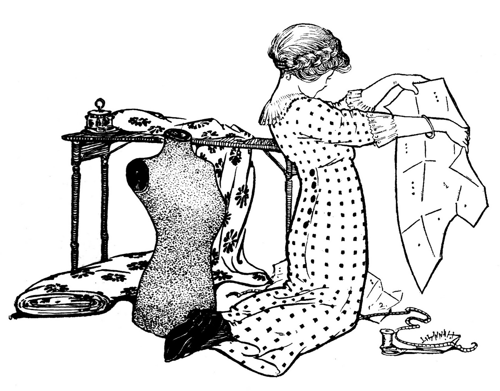 people sewing clipart borders