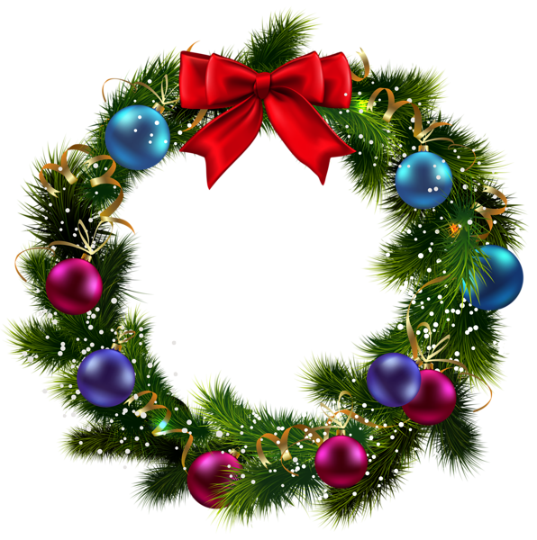 Transparent christmas decorated wreath clipart 3d