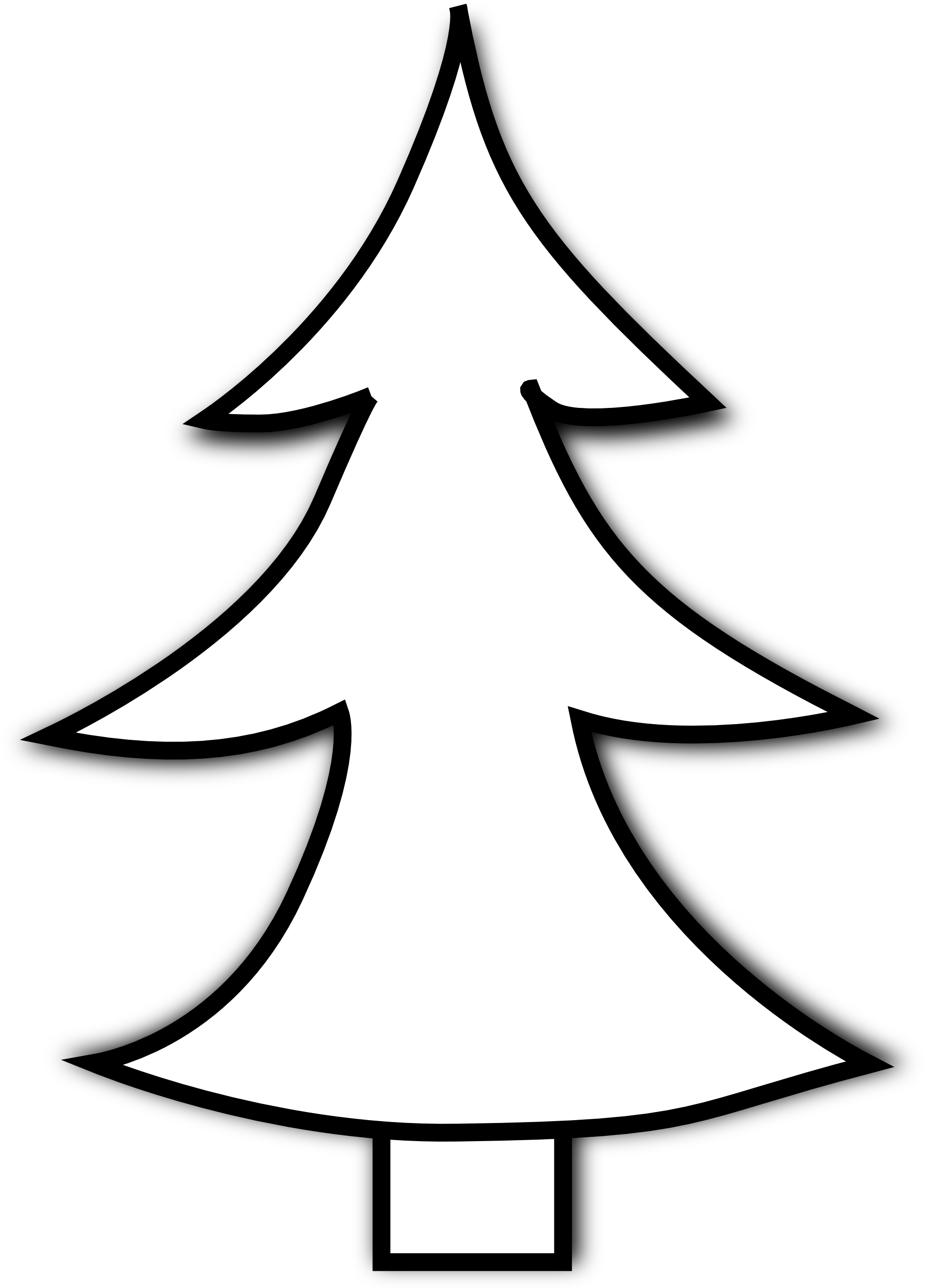 Clip Art Tree Outline - White Christmas Tree Clipart - Png 