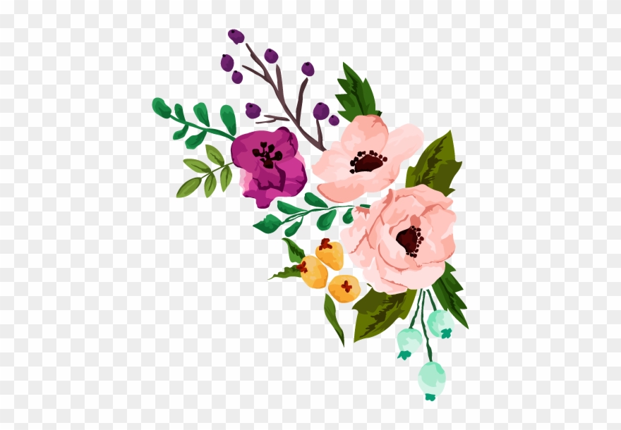 Floral Clipart Rustic Flower - Flower Watercolor Vector - Png 
