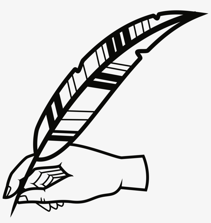 Hand With Quill Pen Vector Black And White - Quill Clipart - Free 