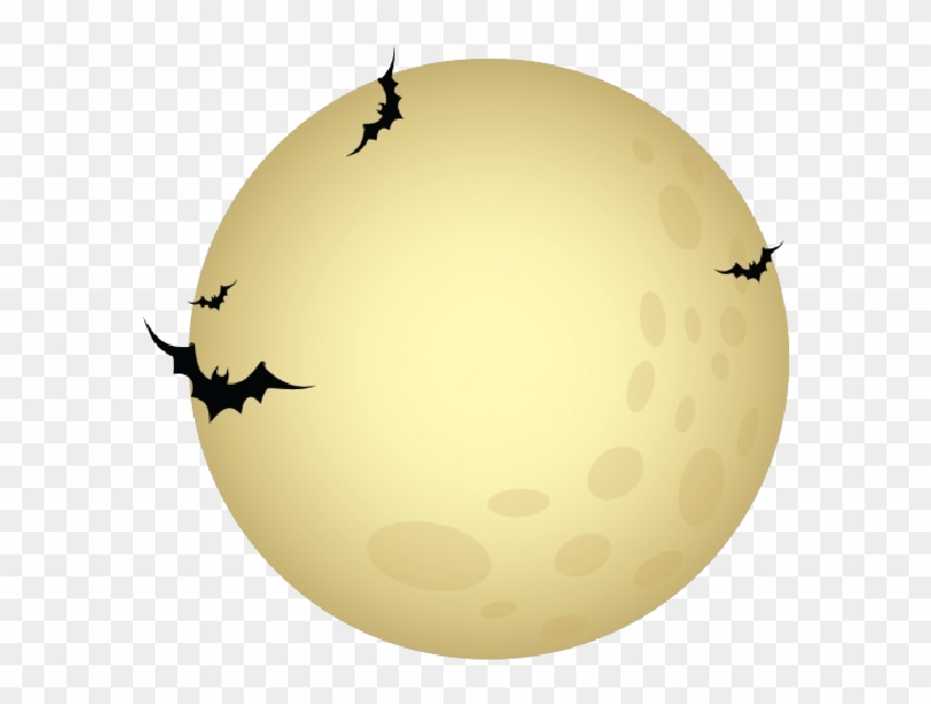 Moon With Bats Halloween Clipart - Circle, HD Png Download 