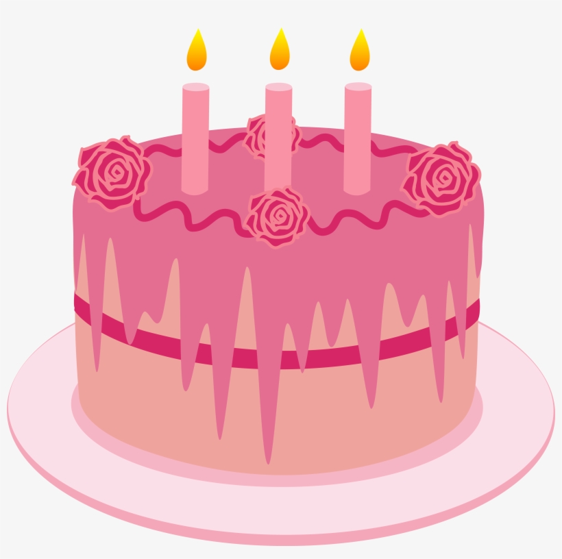 Cake Clipart Strawberry Cake - Pink Cake With Candles - Free 
