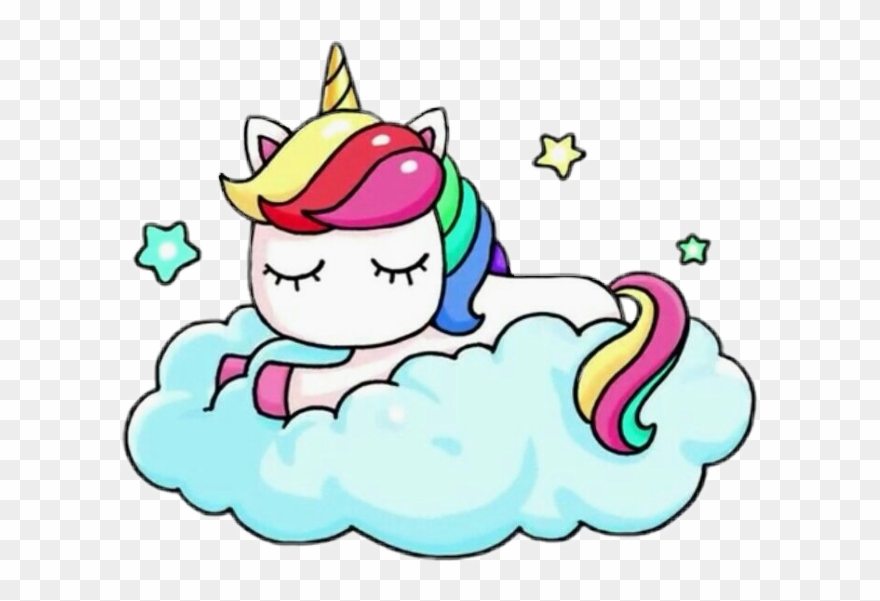 Unicorn Sleep Cloud Rainbow Kawaii - Draw So Cute Unicorn On A 