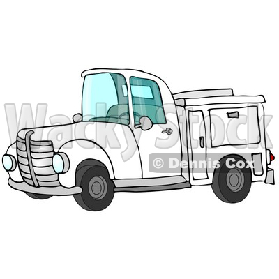 White Work Truck With Built In Compartments For Needed Supplies 