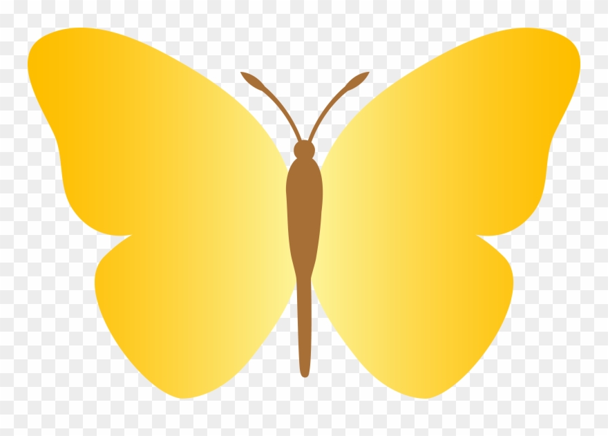 Simple Yellow Butterfly - Yellow Plain Butterfly Clipart 