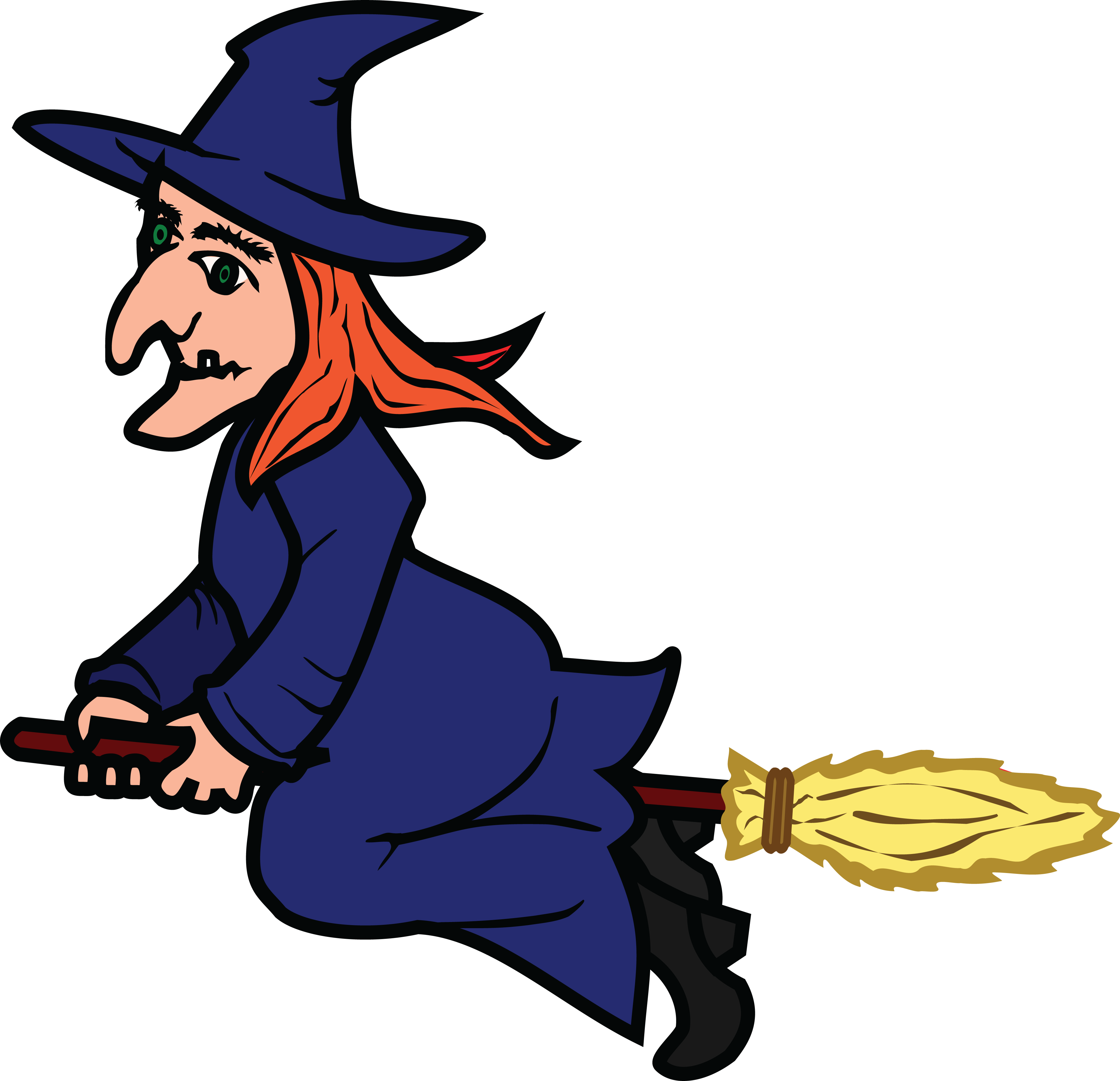 Clip Arts Related To : cartoon witch on a broomstick. 