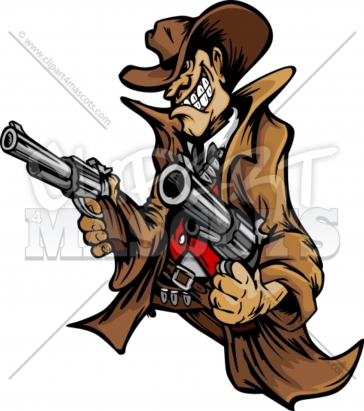 Gunslinger Cartoon Graphic Vector Logo