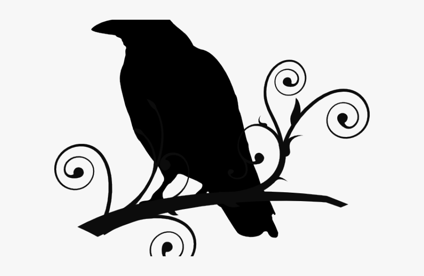 Tribal Clipart Raven - Raven On A Branch Silhouette, HD Png 