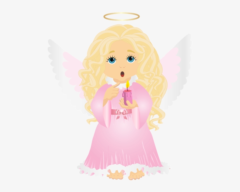 Cute Blonde Angel With Candle Transparent Png Clip - Cute Clipart 