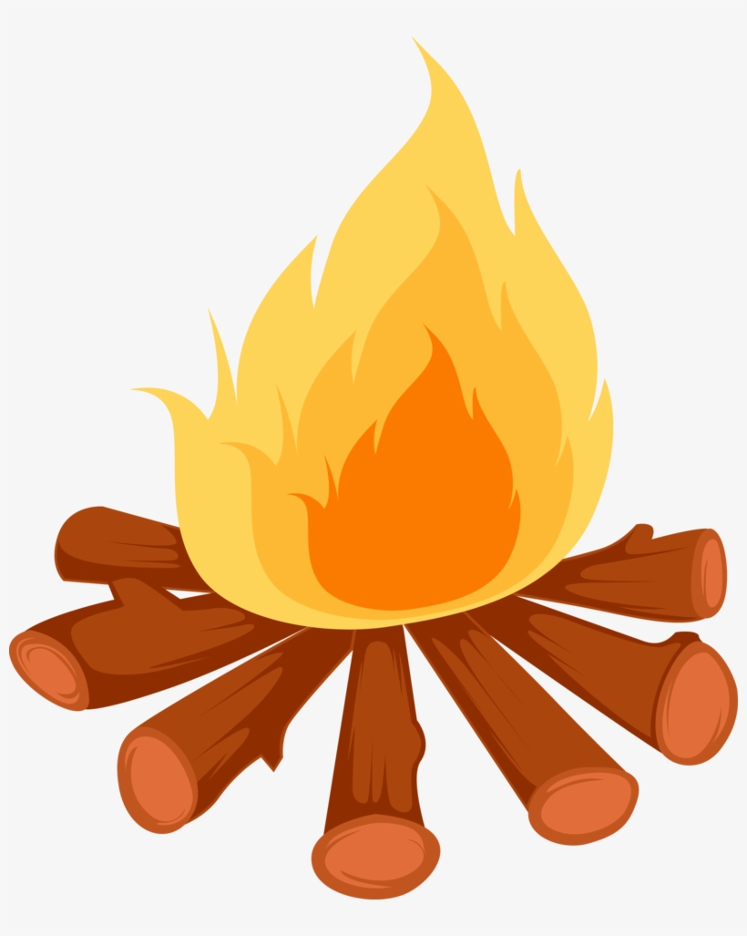 Black And White Campfire Clipart - Fire Camping Vector Png - Free 