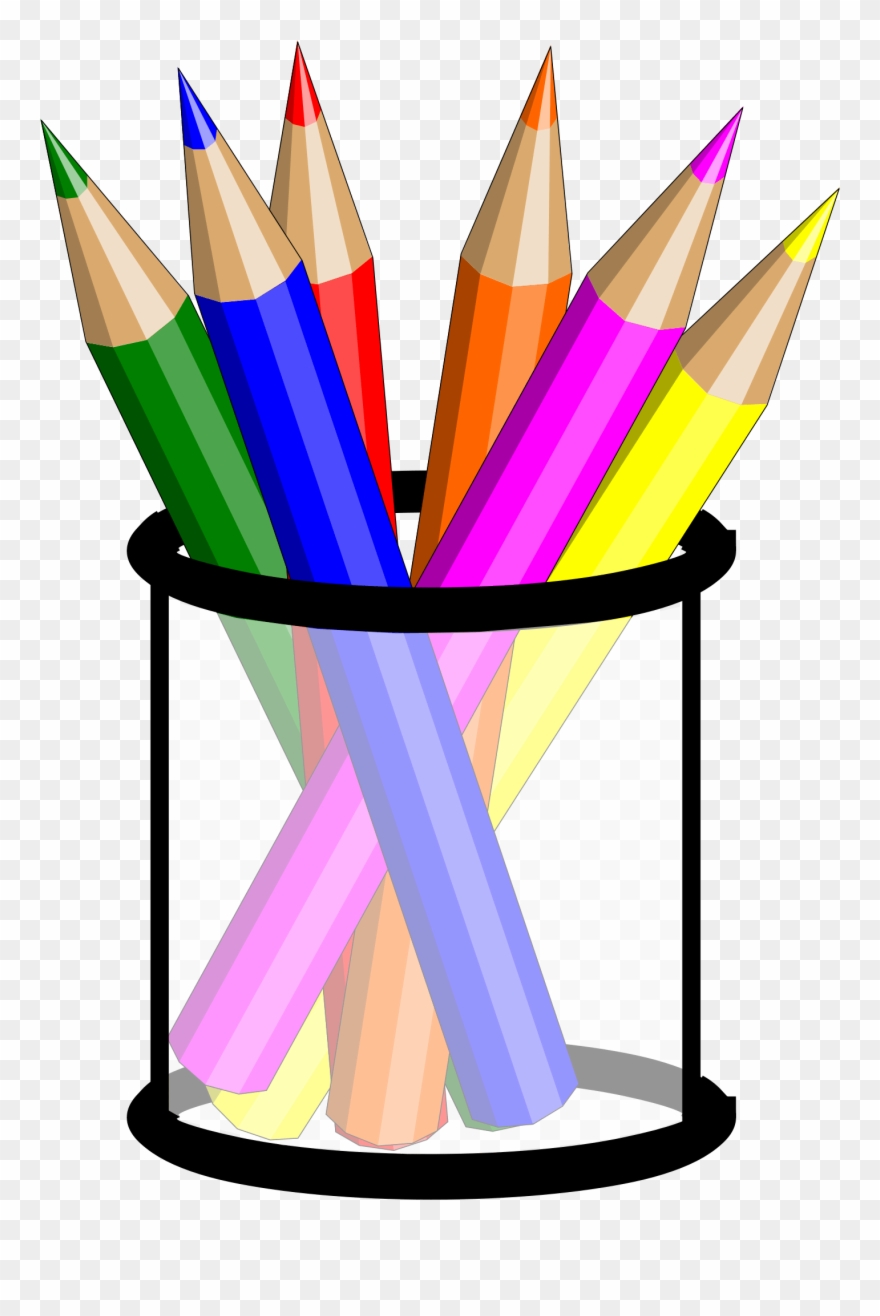 Pencil Cup Clip Art - Coloured Pencils Clip Art - Png Download 