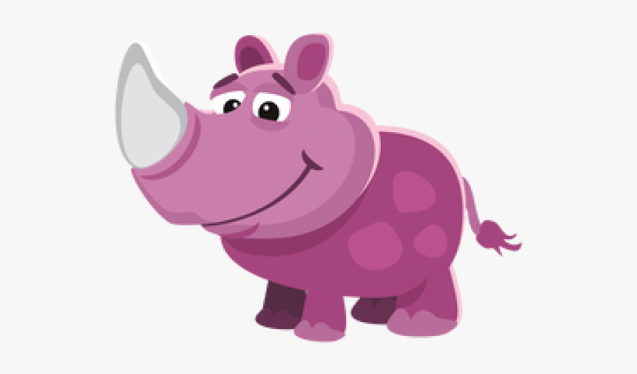 Rhino Clipart Footprint - Purple Rhino Cartoon , Transparent 