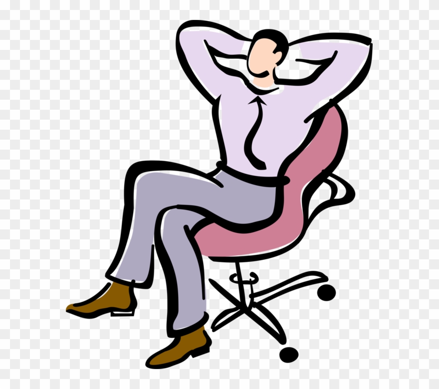 Vector Illustration Of Businessman Relaxing In Office Clipart 