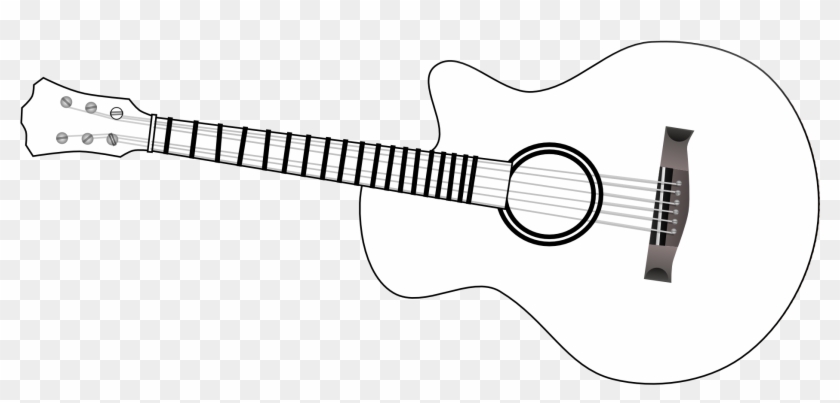 Guitar Outline Clip Art Black And White - Acoustic Guitar, HD Png 